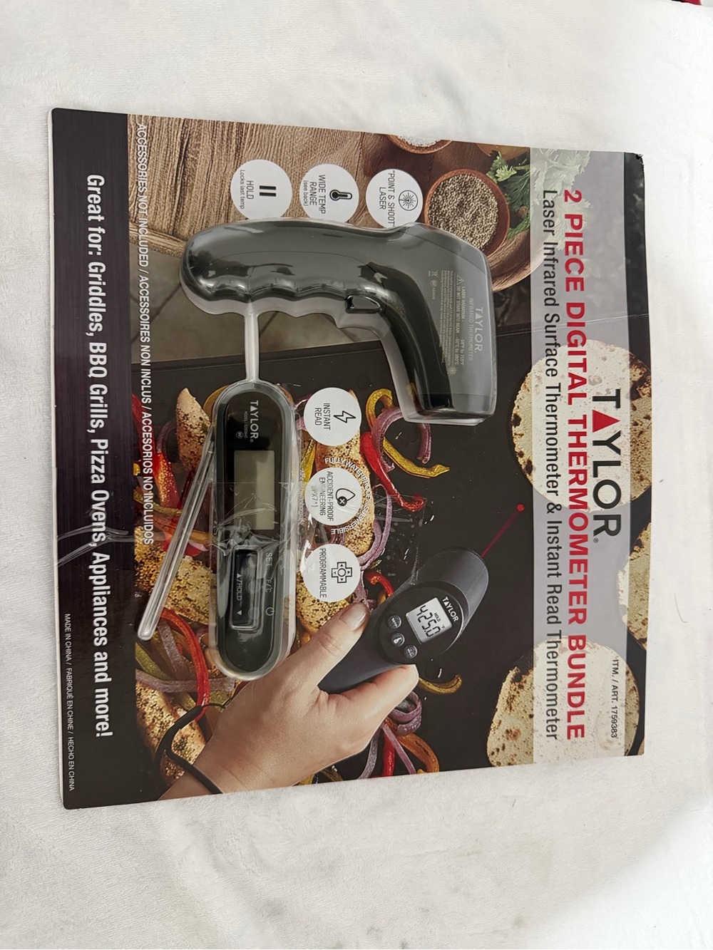 Taylor 2-Piece Digital Thermometer Bundle - black open box new